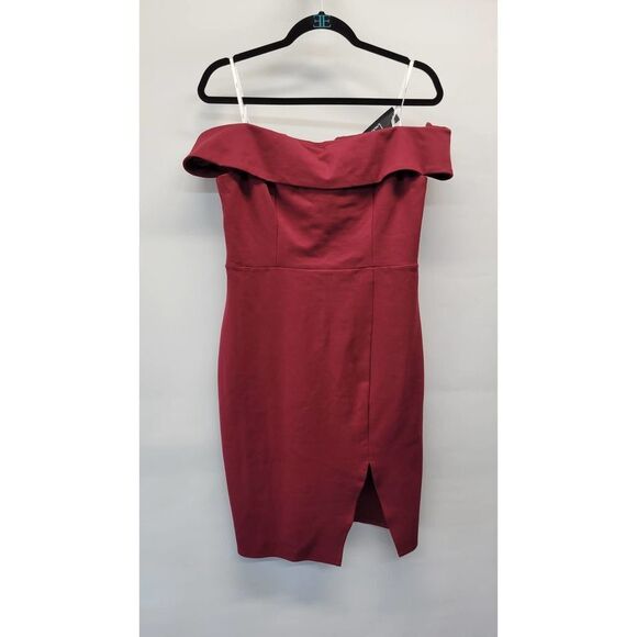 Lulus Dresses & Skirts - Classic Glam Burgundy Off-the-Shoulder Bodycon Dress